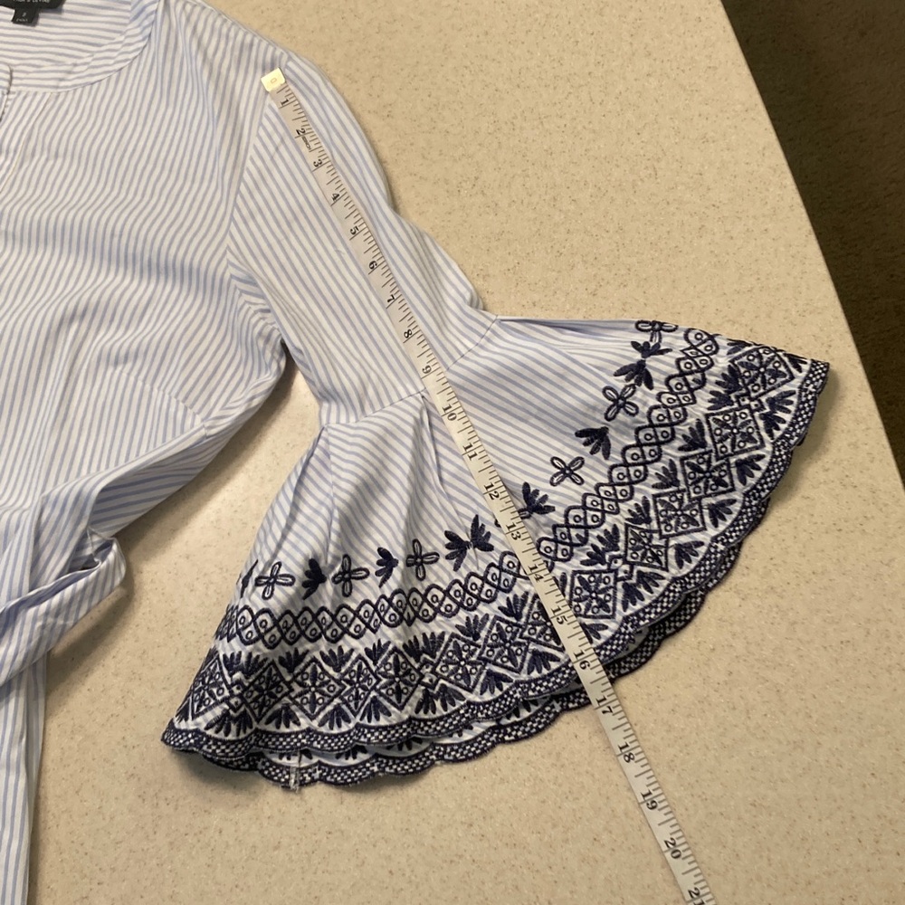 Tahari ASL Dress NWOT Women Size 2 Belted Pin Stripes Embroidered - Picture 10 of 11